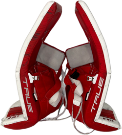 TRUE L12.2 - Jambières de gardien de but Pro Stock d'occasion (blanches/rouges)