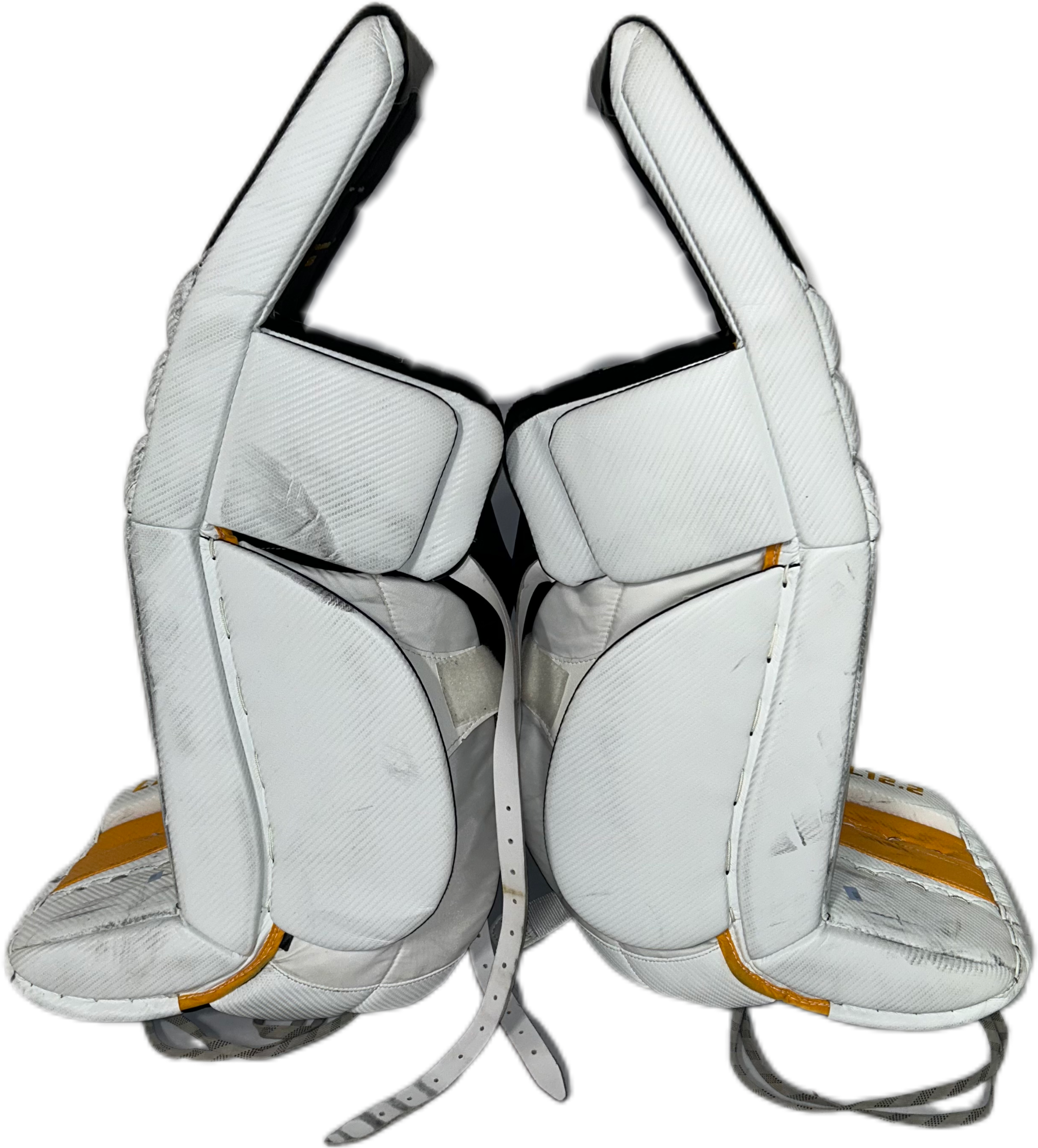 TRUE L12.2 - Jambières de gardien de but Pro Stock d'occasion (blanc/jaune/noir)