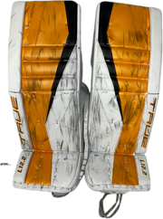 TRUE L12.2 - Jambières de gardien de but Pro Stock d'occasion (blanc/jaune/noir)