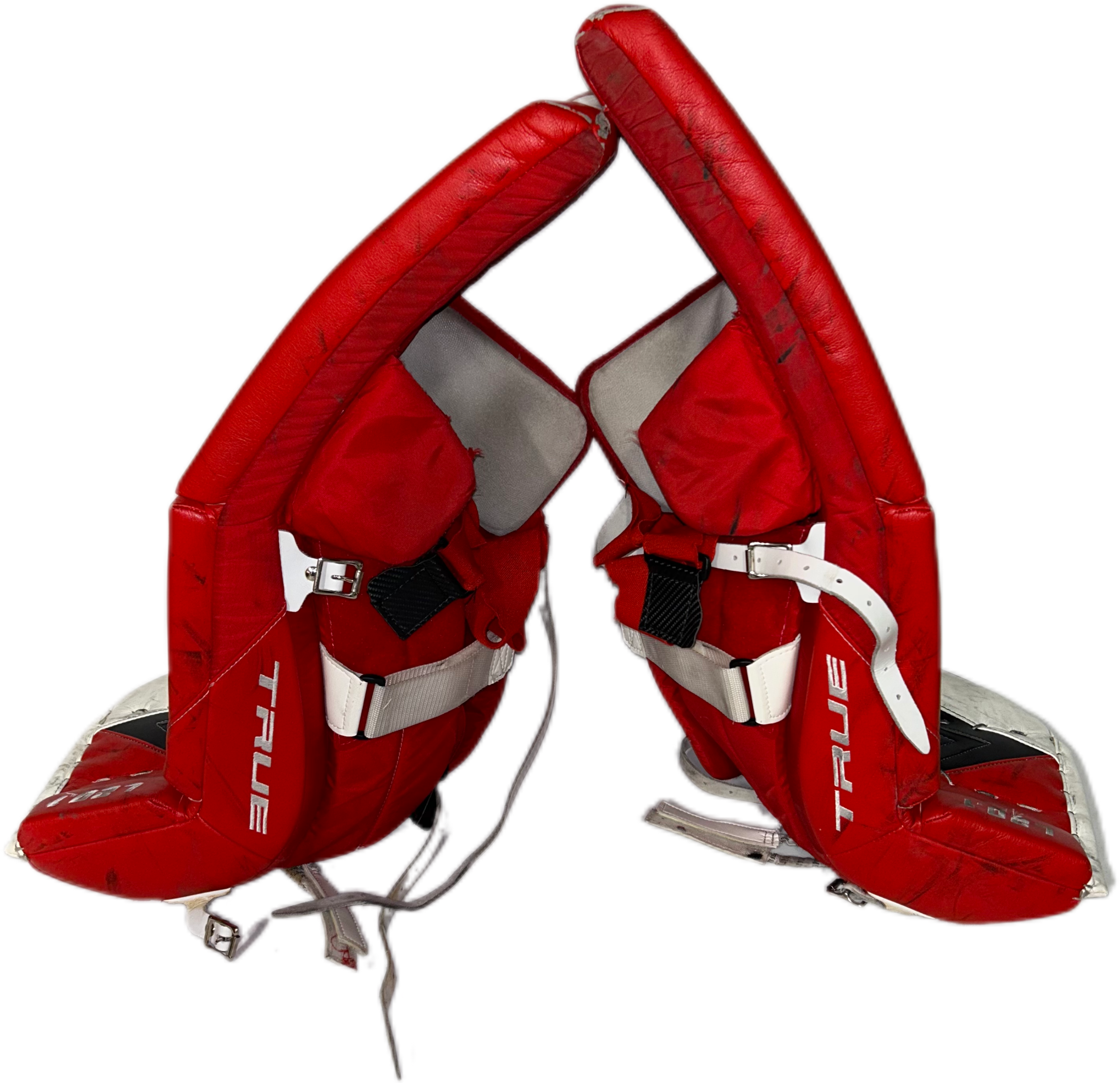 TRUE L20.1 - Jambières de gardien de but Pro Stock d'occasion (rouge/blanc/noir)