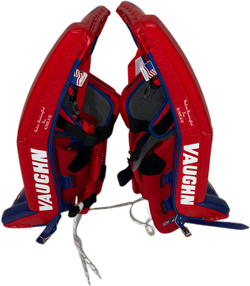 Vaughn Velocity V9 - Jambières de gardien de but professionnelles NHL - Keith Kinkaid (rouge/bleu)