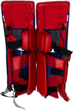 Vaughn Velocity V9 - Jambières de gardien de but professionnelles NHL - Keith Kinkaid (rouge/bleu)