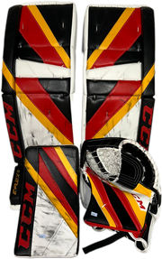 CCM Extreme Flex 5 - Ensemble complet de gardien de but Pro Stock d'occasion (blanc/noir/rouge/jaune)