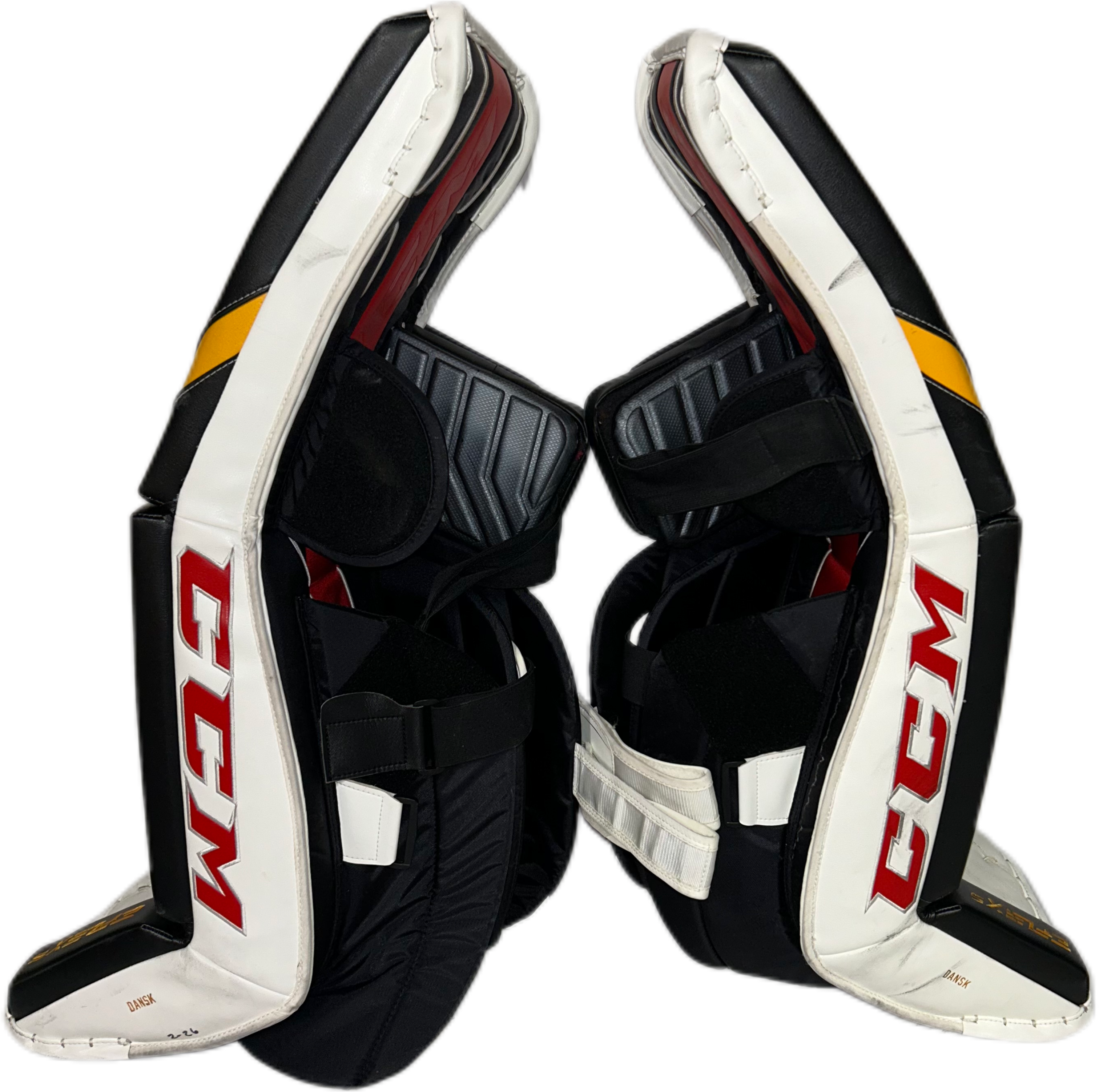 CCM Extreme Flex 5 - Ensemble complet de gardien de but Pro Stock d'occasion (blanc/noir/rouge/jaune)