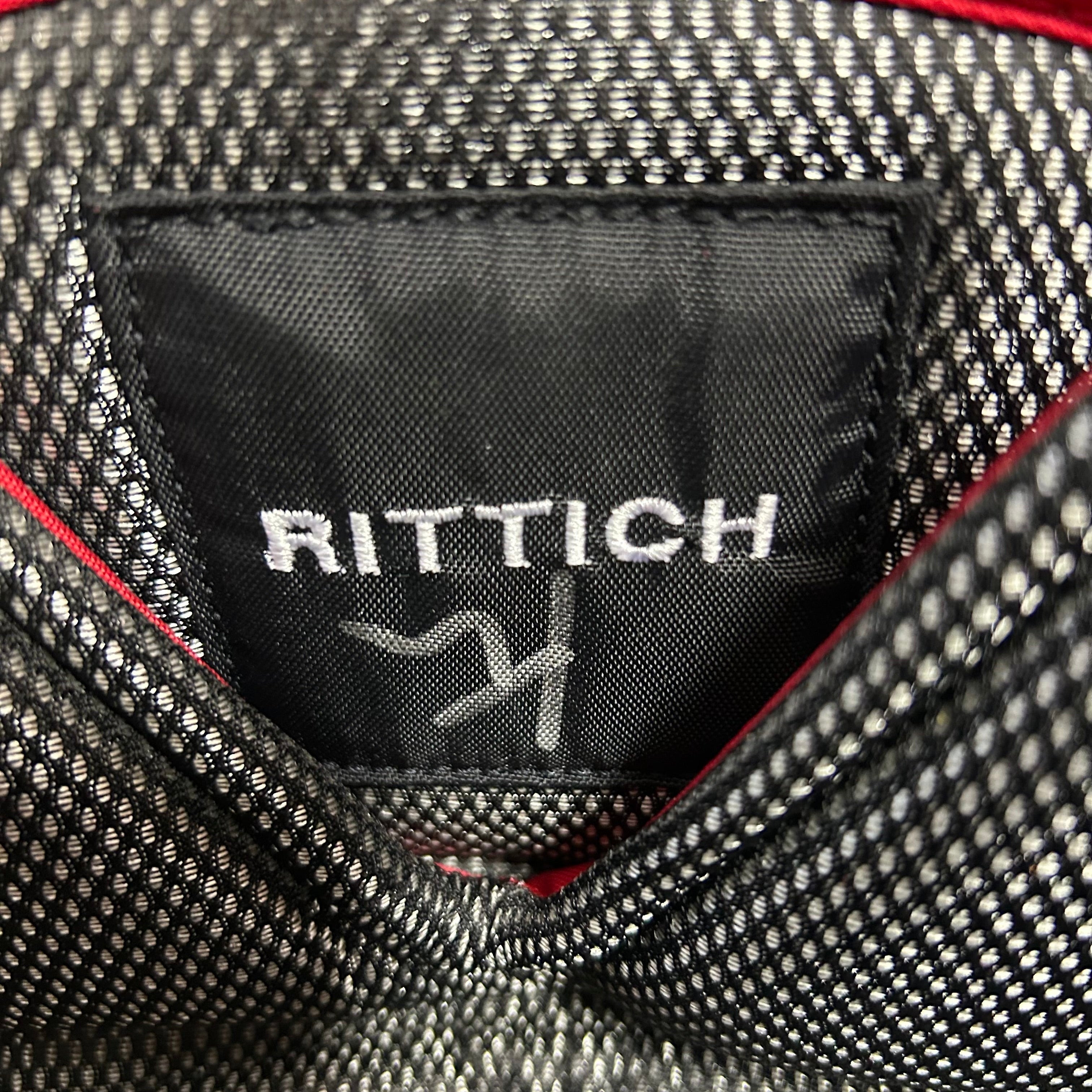 Pantalon de gardien de but Vaughn Pro Custom d'occasion de la LNH – David Rittich (rouge/jaune/blanc)