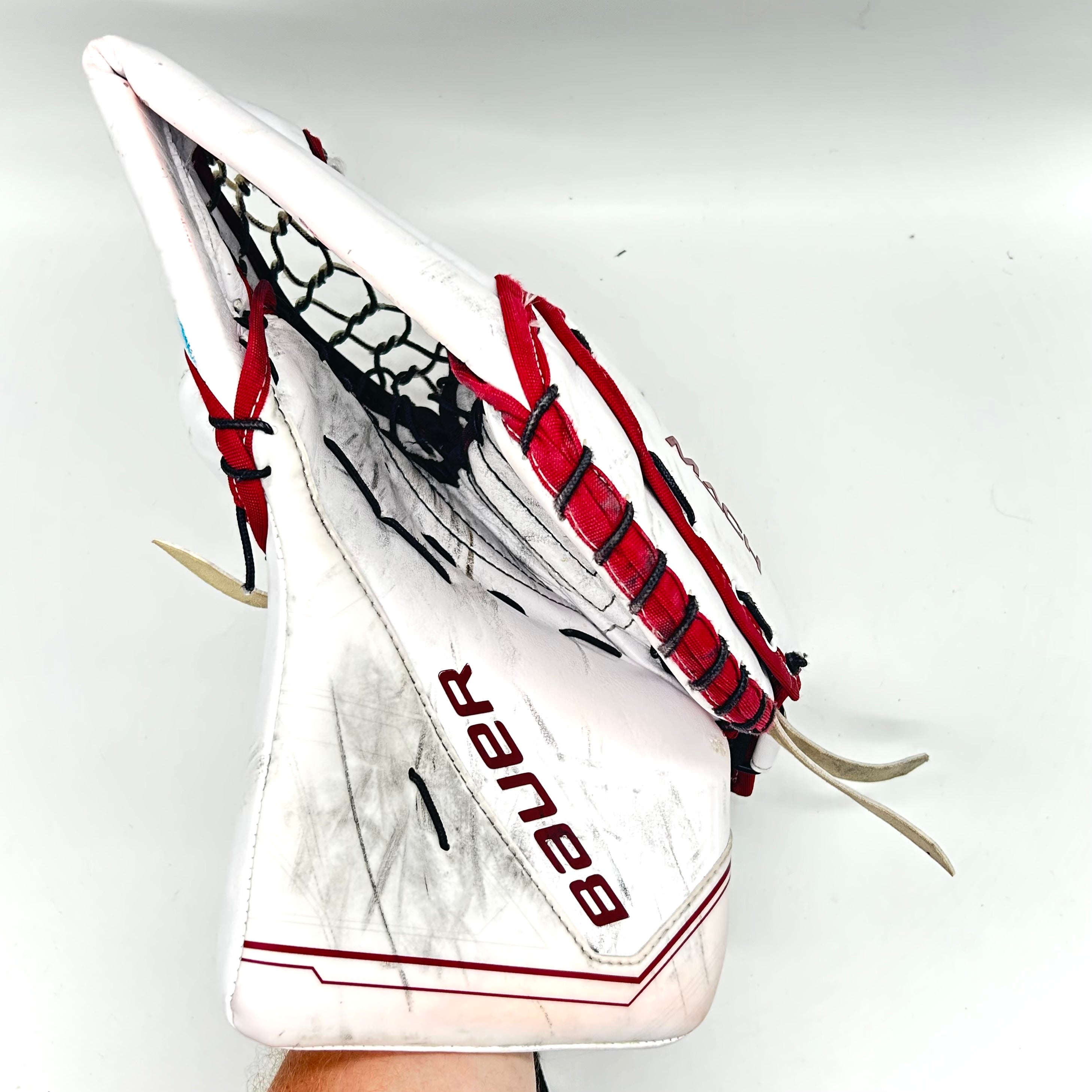 Bauer Supreme Mach - Used Pro Stock Goalie Glove (White/Red)