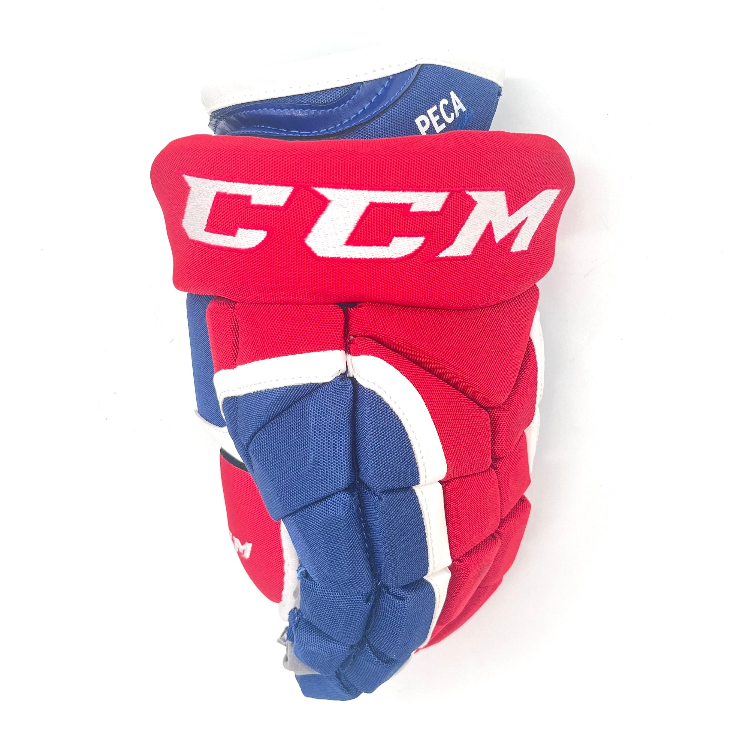 CCM HG12 - Gant de hockey NHL Pro Stock - Matthew Peca (Bleu/Rouge/Blanc)