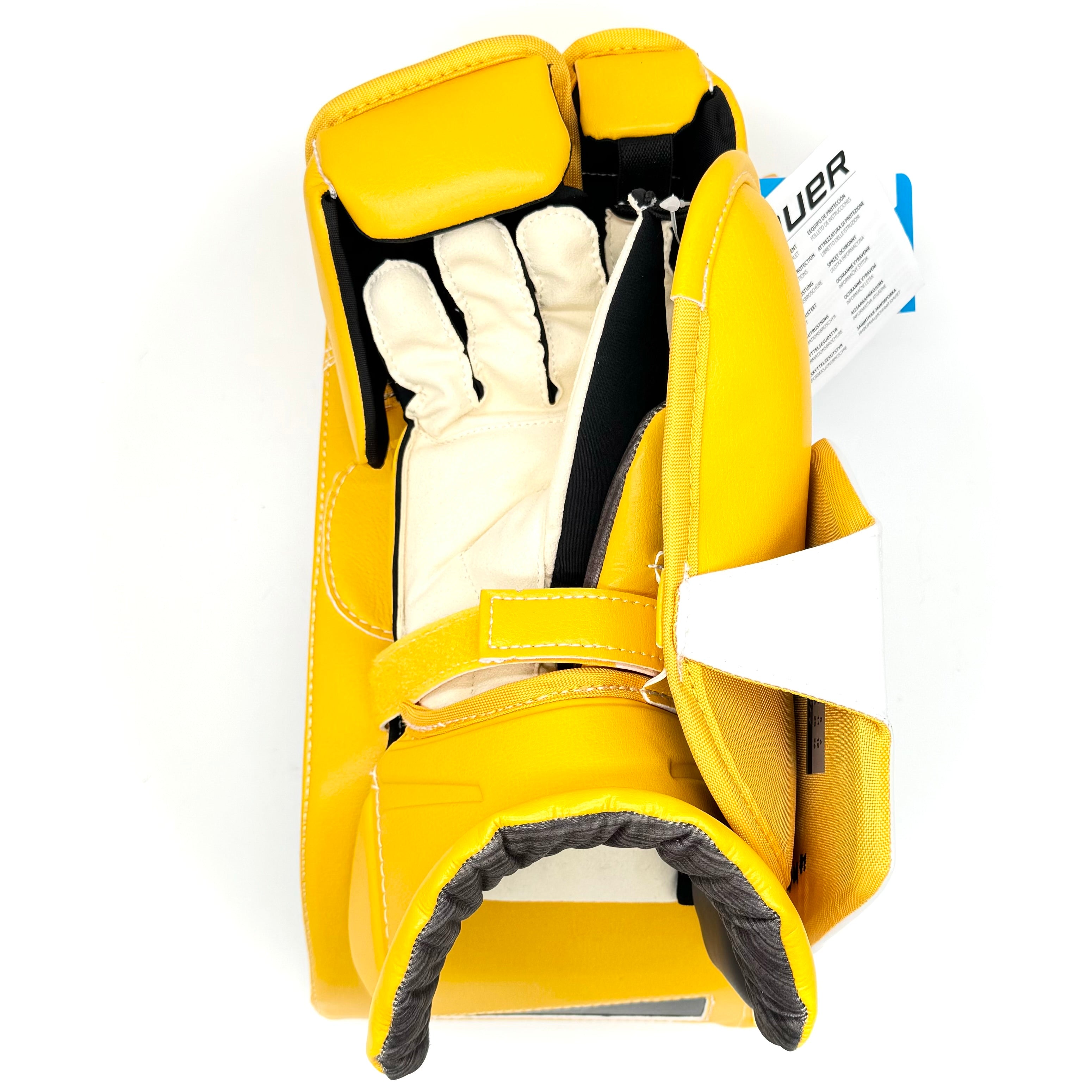 Bauer Supreme Mach - New Pro Stock Goalie Blocker (White/Green/Yellow)