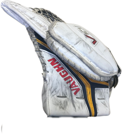 Vaughn Velocity V10 - Gant de gardien de but Pro Stock d'occasion (blanc/bleu marine/jaune)