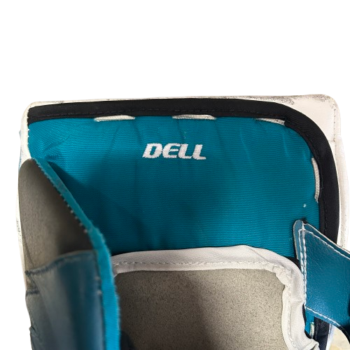 Brian's Gnetik V - Bloqueur de gardien de but NHL Pro Stock d'occasion - Aaron Dell (blanc/bleu sarcelle/noir)