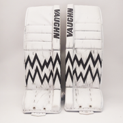 Vaughn Velocity V9 – Jambières de gardien senior d'occasion AHL (blanches/marron)