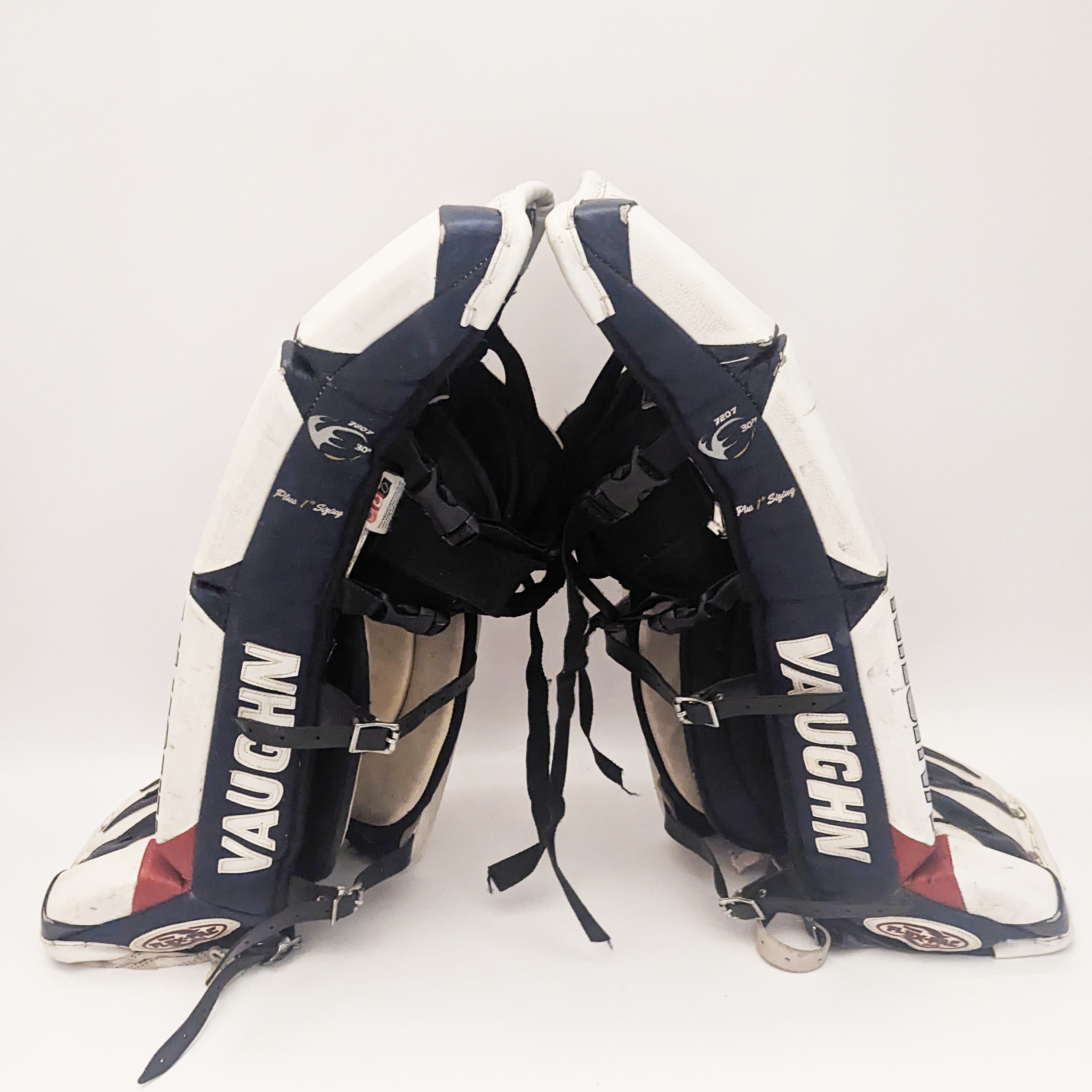 Vaughn Velocity - Used Junior Goalie Pads (White/Red/Blue)