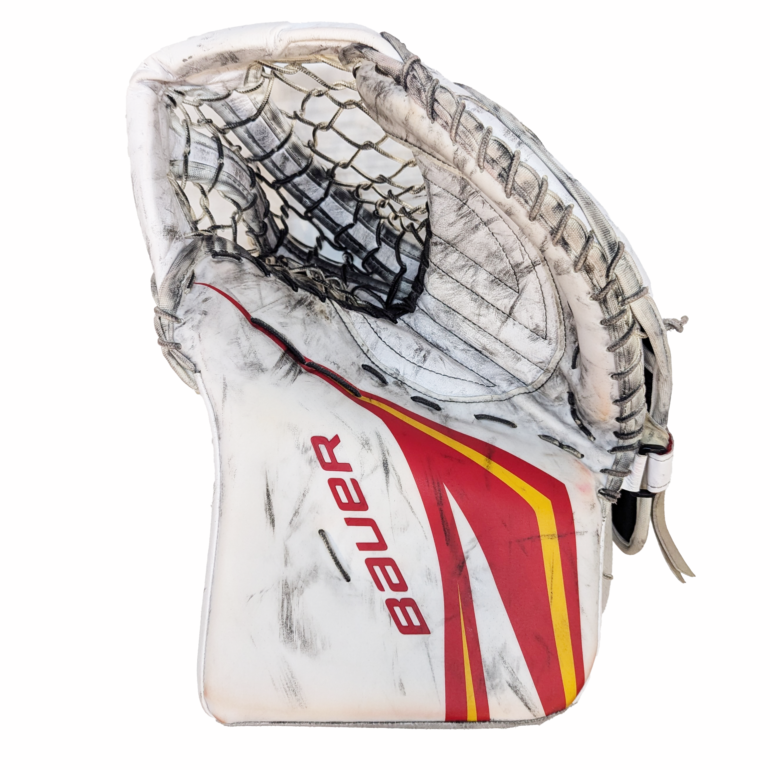 Bauer Vapor HyperLite - Ensemble complet de gardien de but Pro Stock d'occasion AHL (blanc/rouge/jaune)