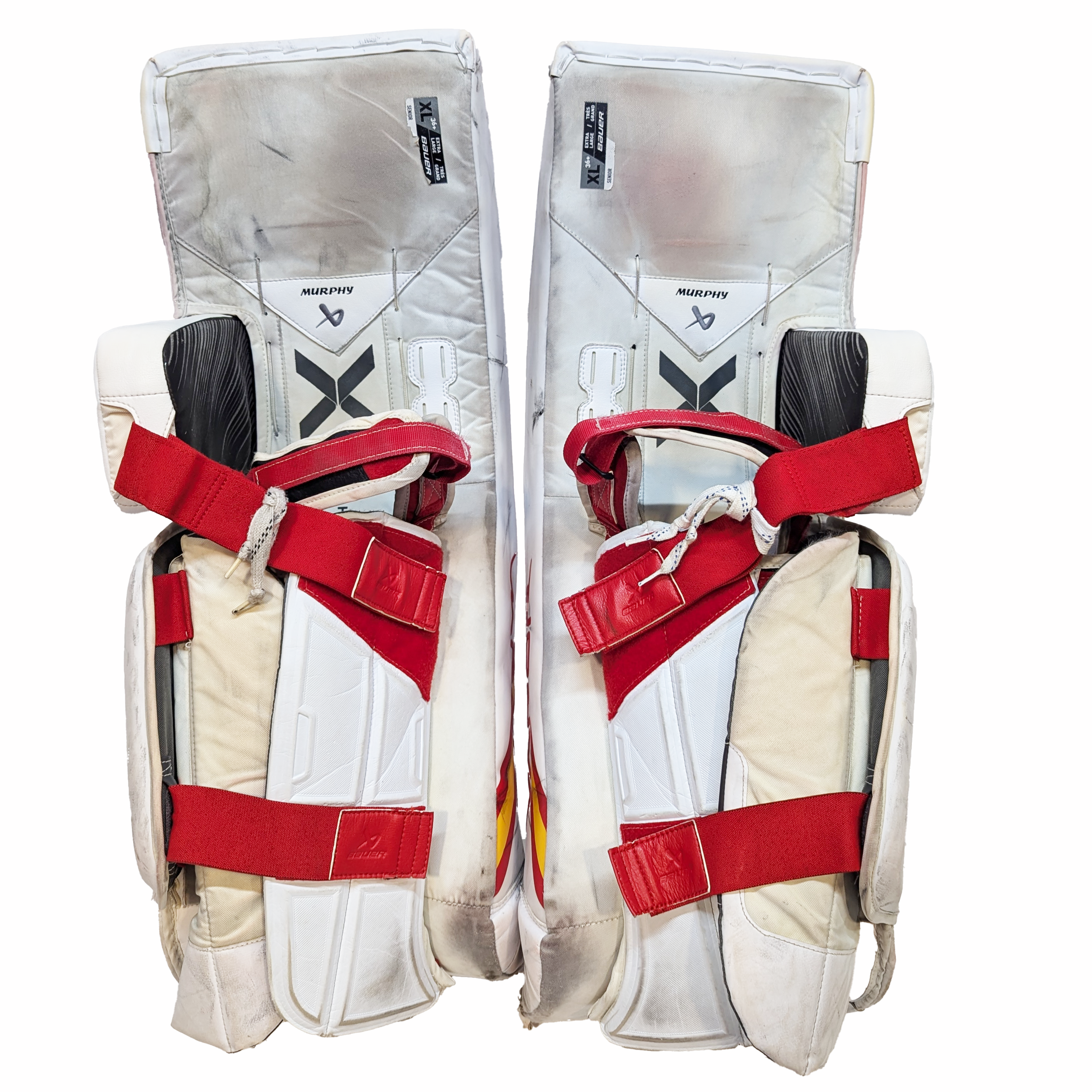 Bauer Vapor HyperLite - Ensemble complet de gardien de but Pro Stock d'occasion AHL (blanc/rouge/jaune)
