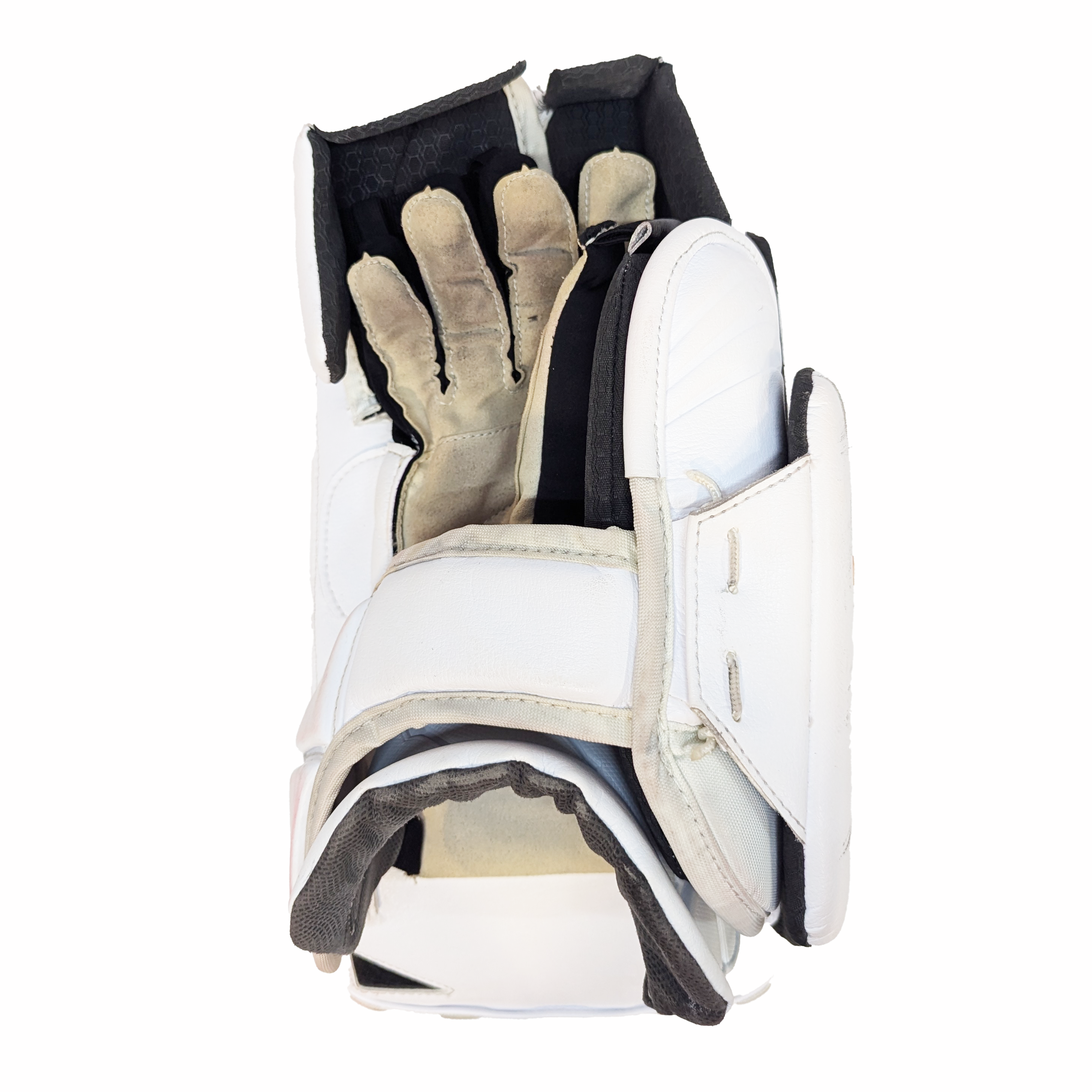 Bauer Vapor HyperLite - Ensemble complet de gardien de but Pro Stock d'occasion AHL (blanc/rouge/jaune)