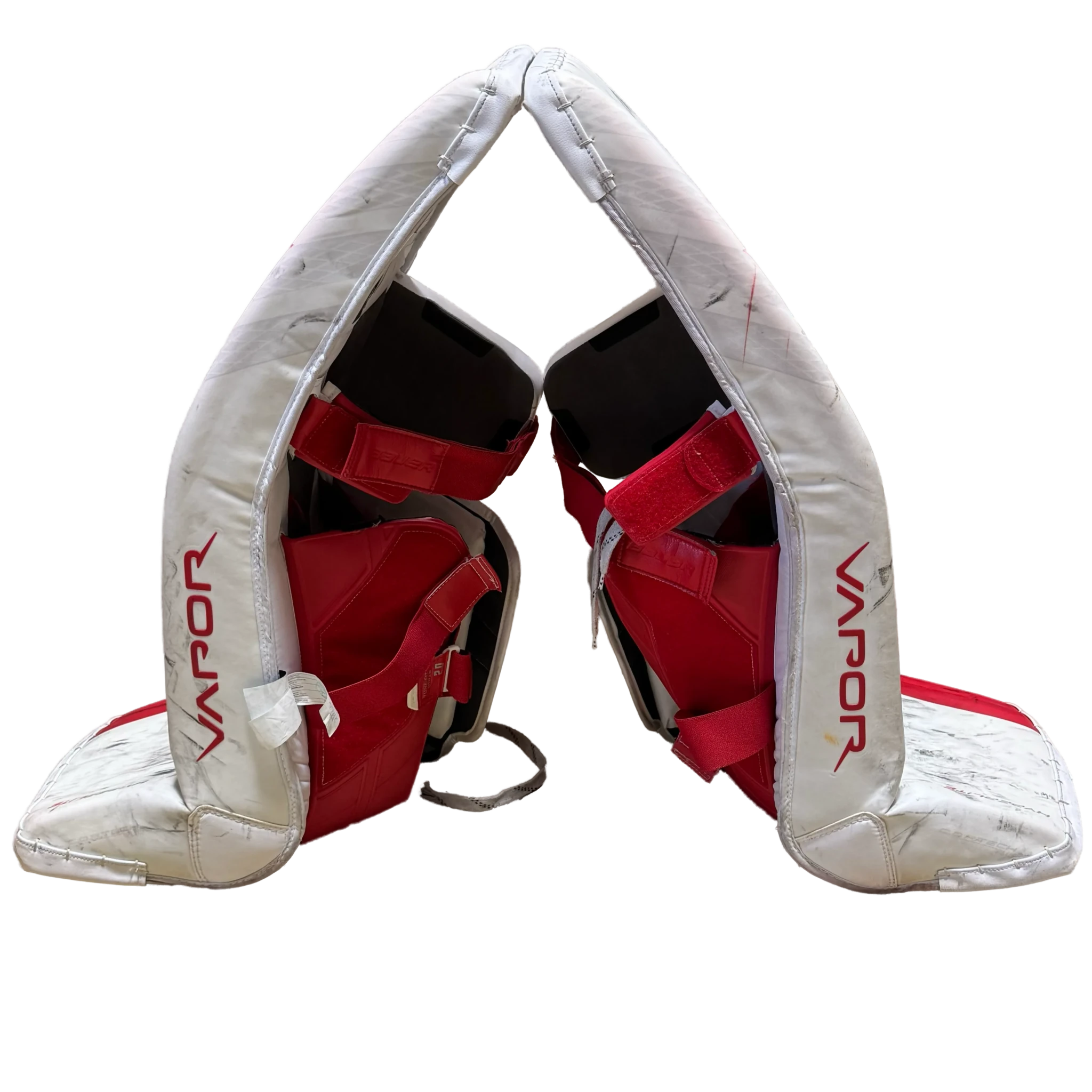 Used - Bauer Vapor Hyperlite Pro Stock Goalie Pads (White/Red)
