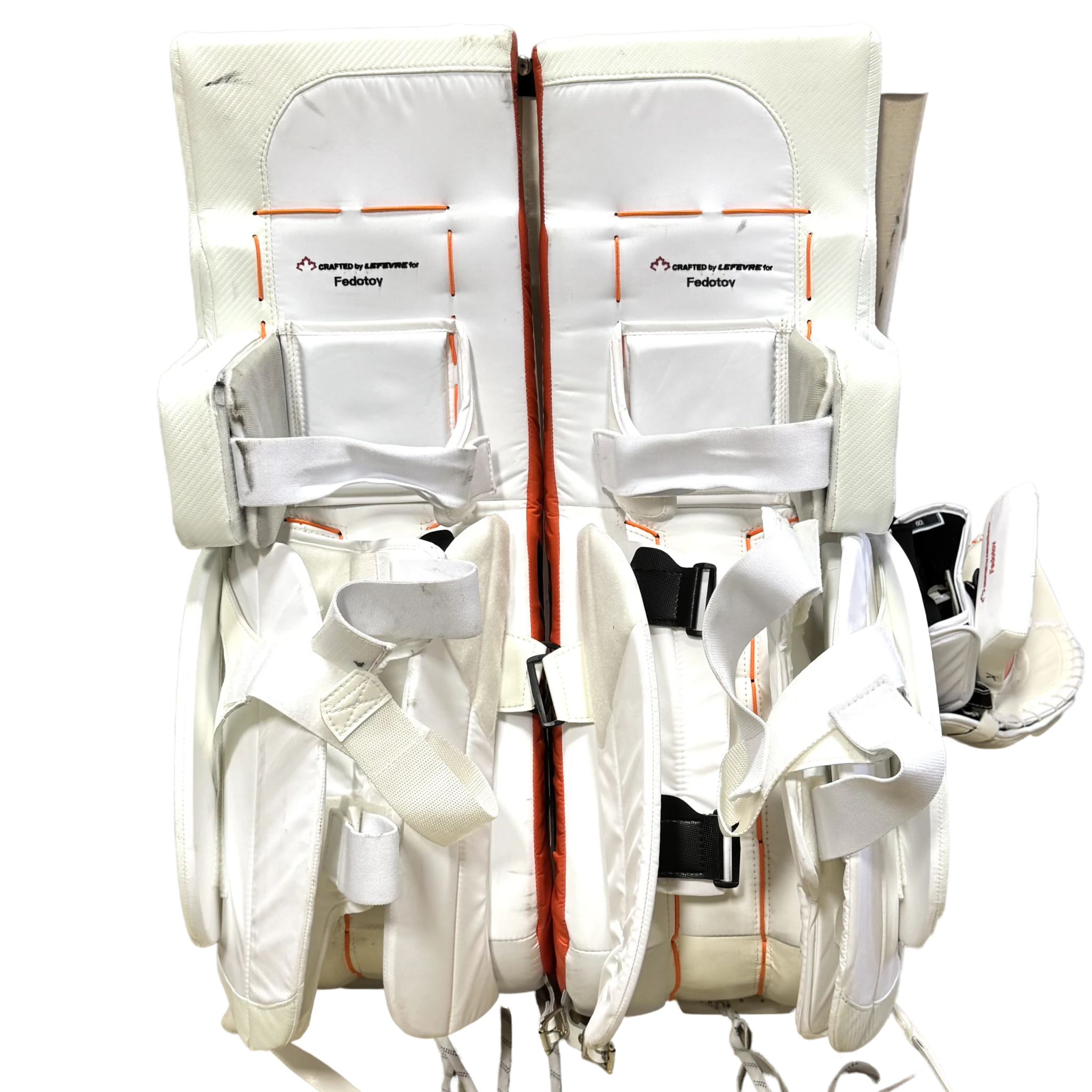 Ivan Fedotov - Used NHL True Catalyst PX3 Goalie Pads (White/Orange/Black)