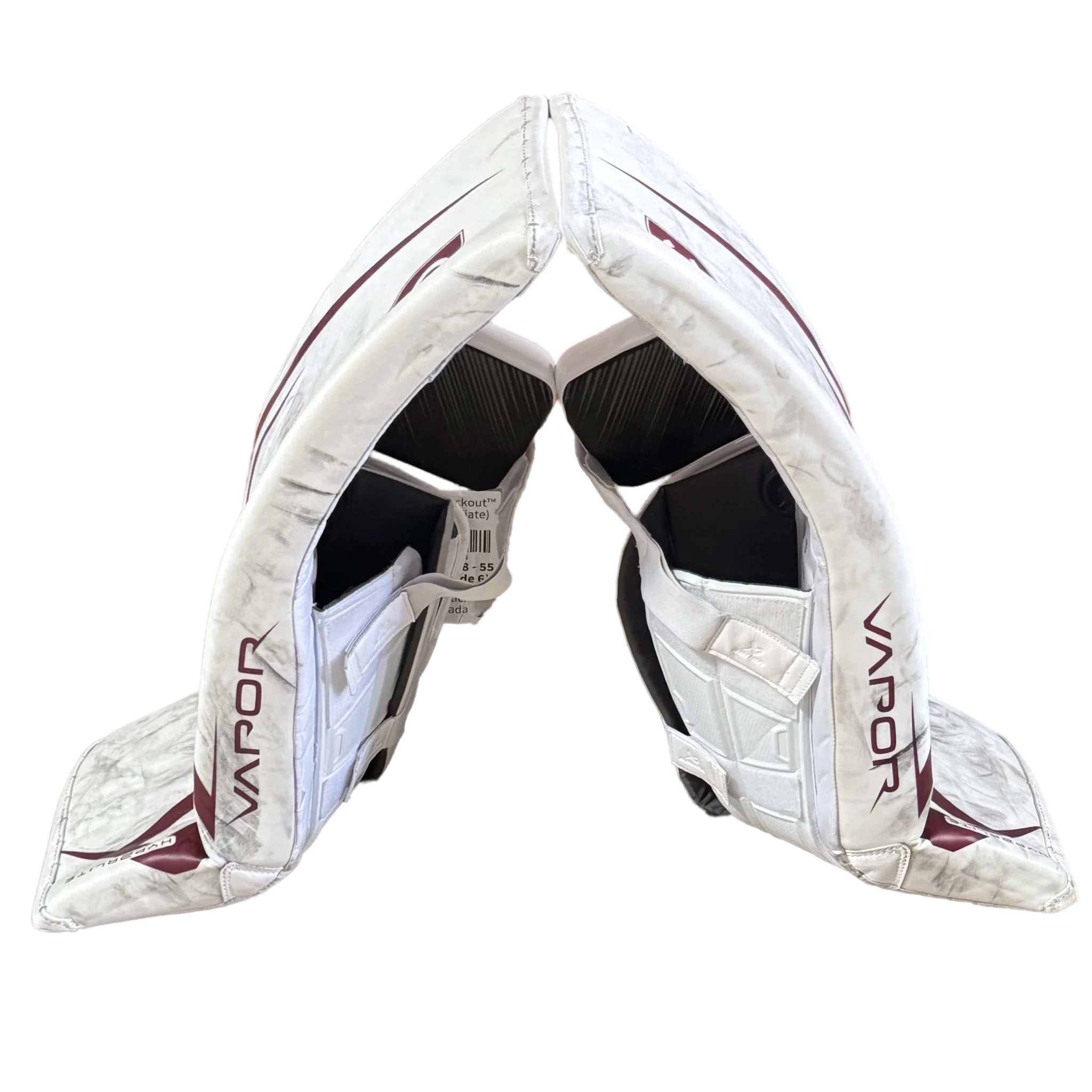 Bauer Vapor Hyperlite 2 - Used NCAA Pro Stock Goalie Pads (White/Maroon)