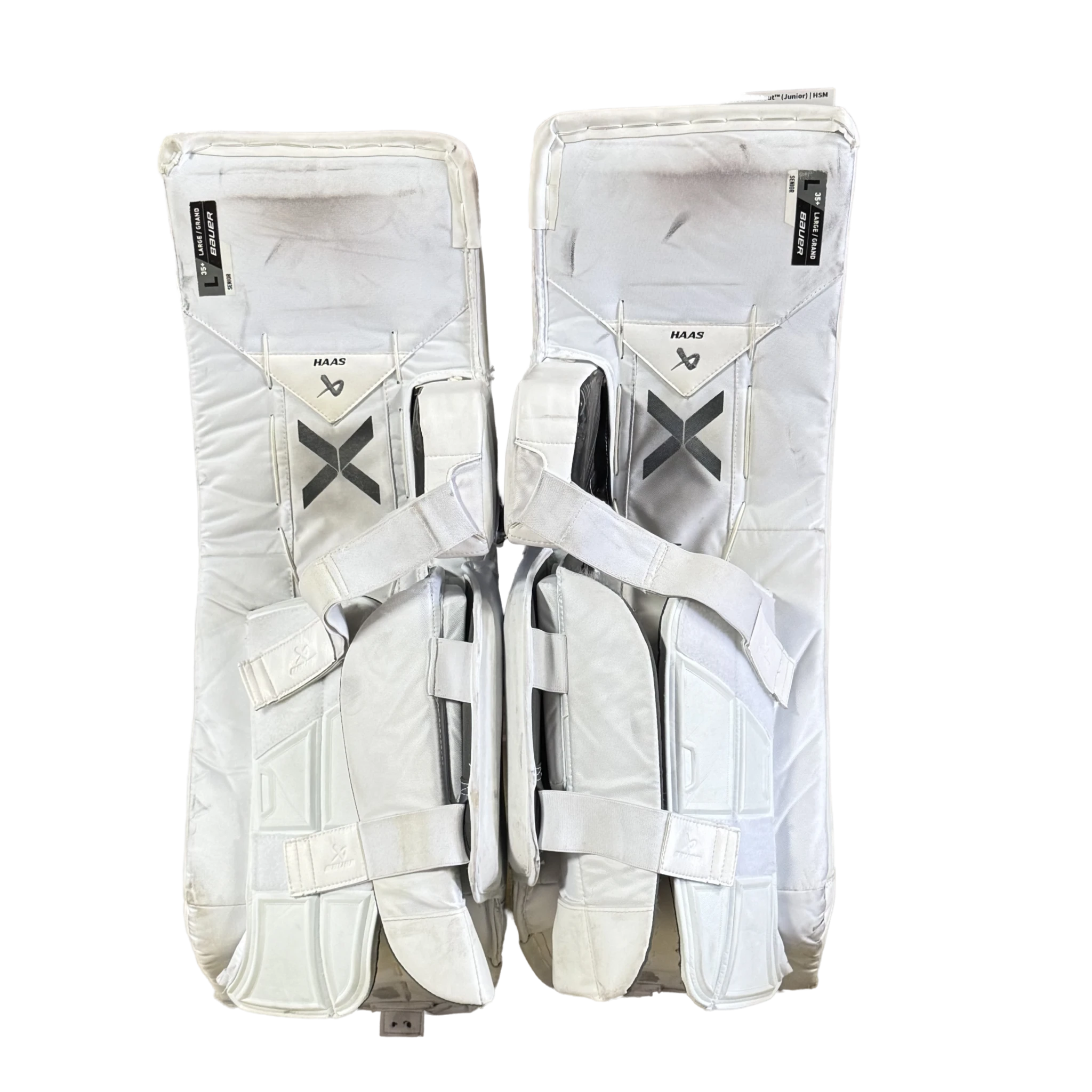 Bauer Vapor Hyperlite 2 - Used NCAA Pro Stock Goalie Pads (White/Maroon)