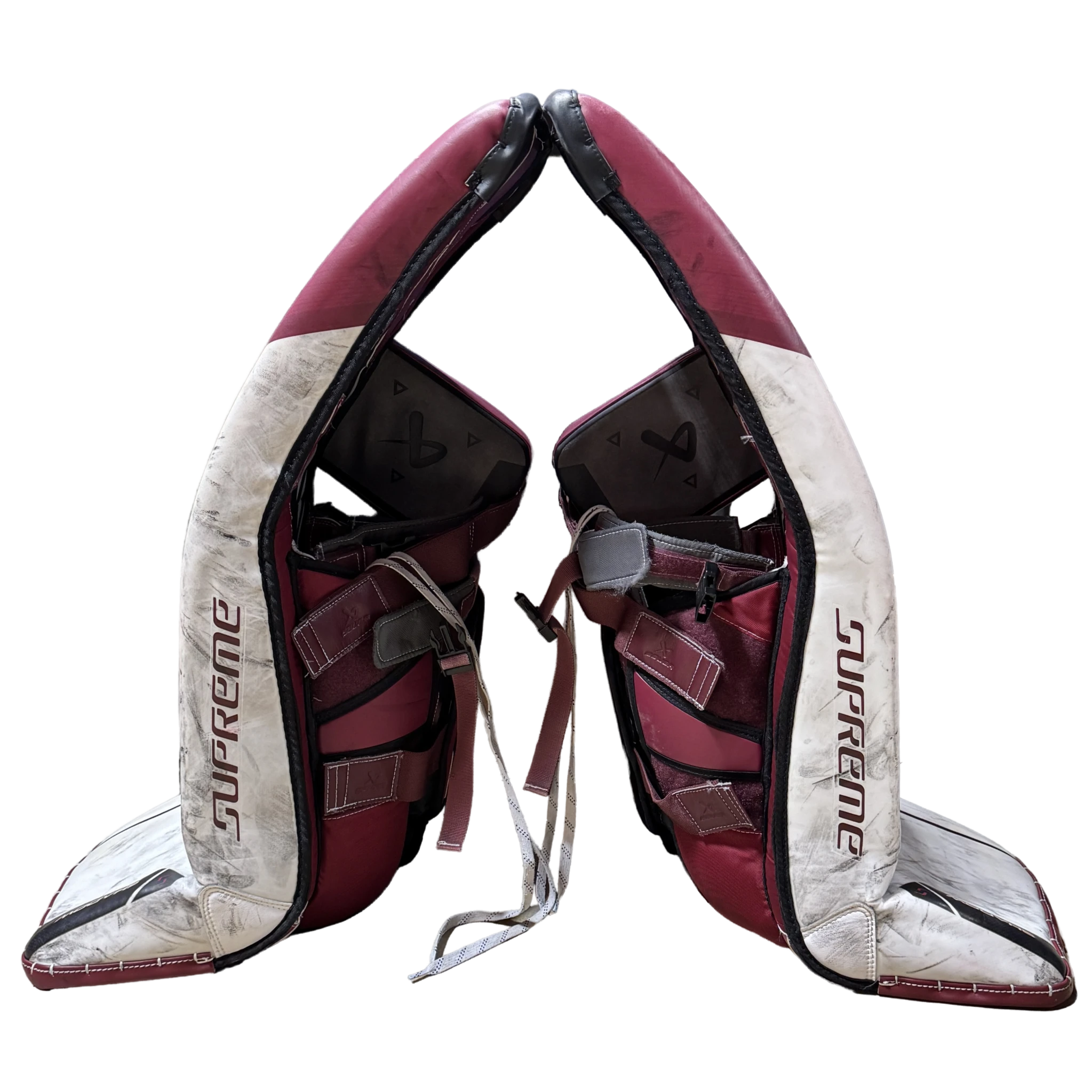 Used - Bauer Supreme Shadow Pro Stock Goalie Full Set (White/Burgundy/Black)