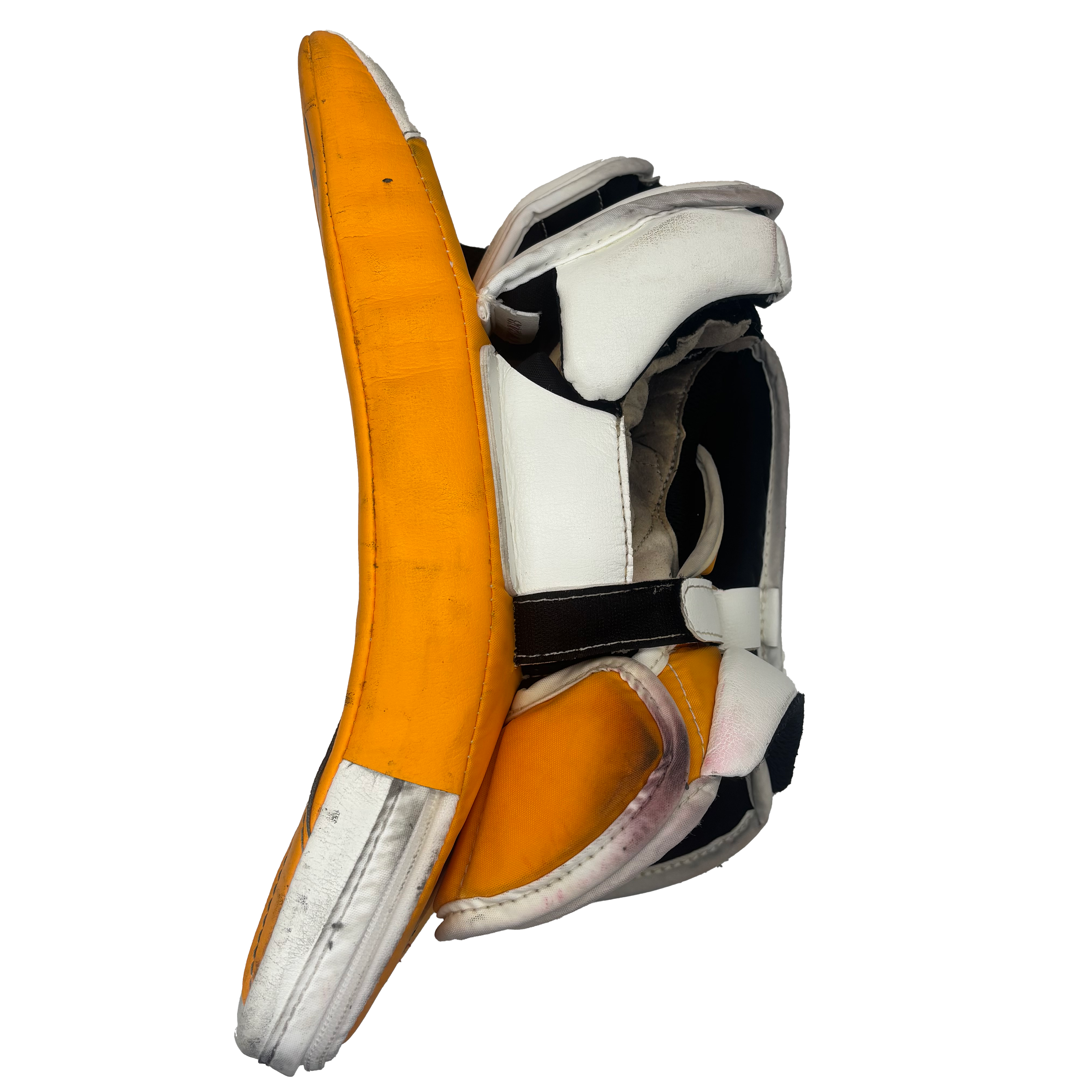 TRUE Catalyst Nitro Pro - Used Pro Stock Goalie Blocker (White/Yellow/Black)
