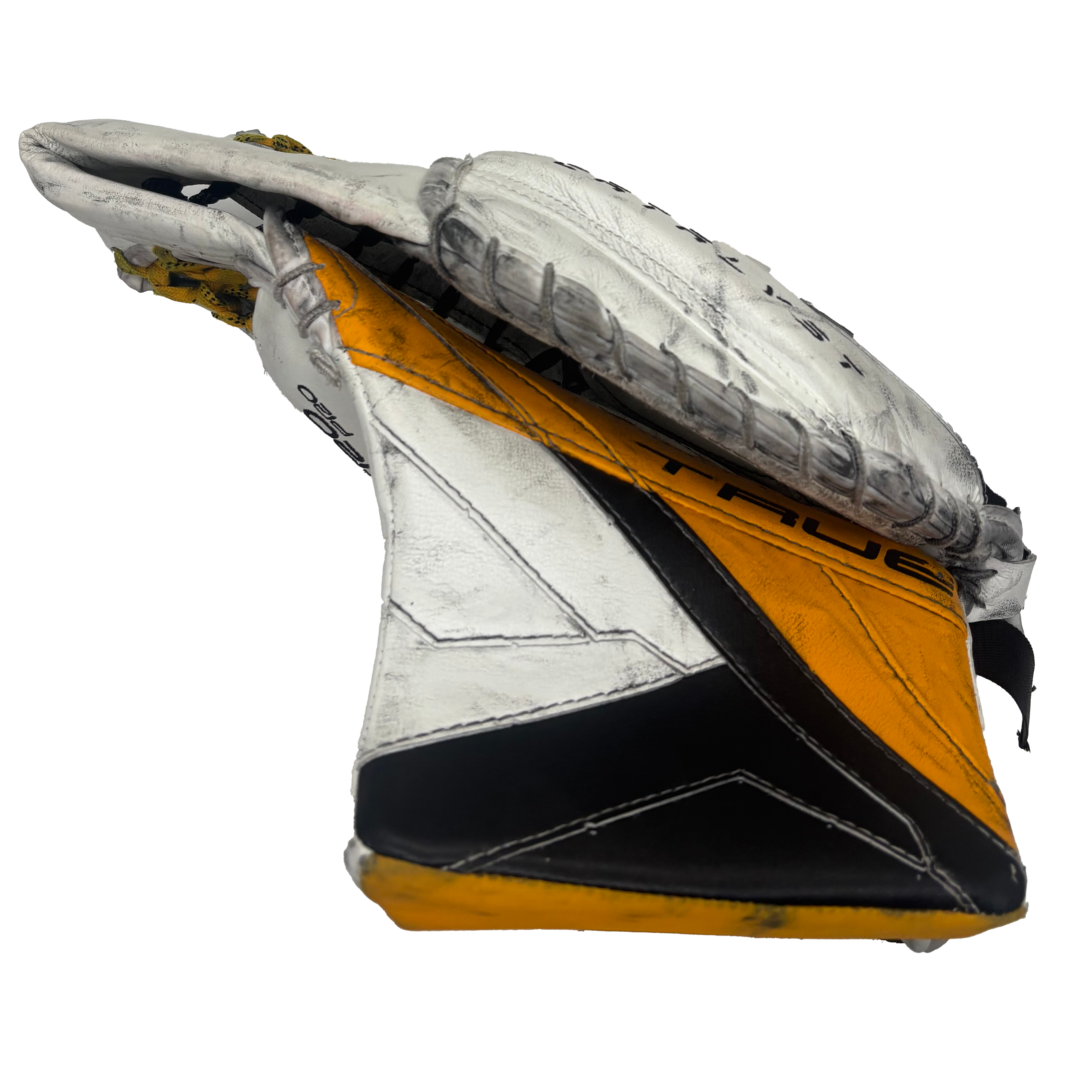 TRUE Catalyst Nitro Pro - Used Pro Stock Goalie Glove (White/Yellow/Black)