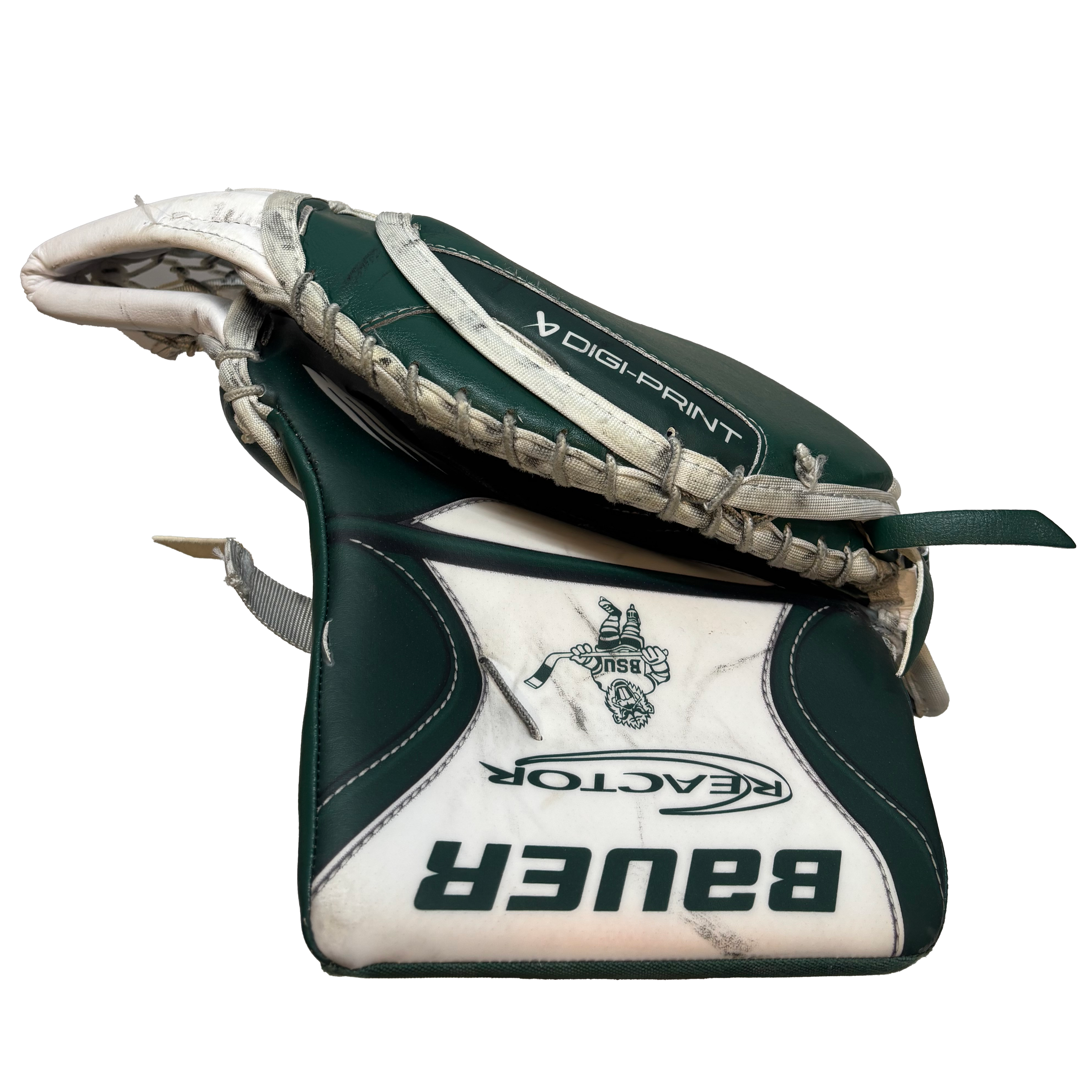 Bauer Vapor Hyperlite 2 - Used NCAA Pro Stock Goalie Trapper (White/Green) *Dressed as Reactor*