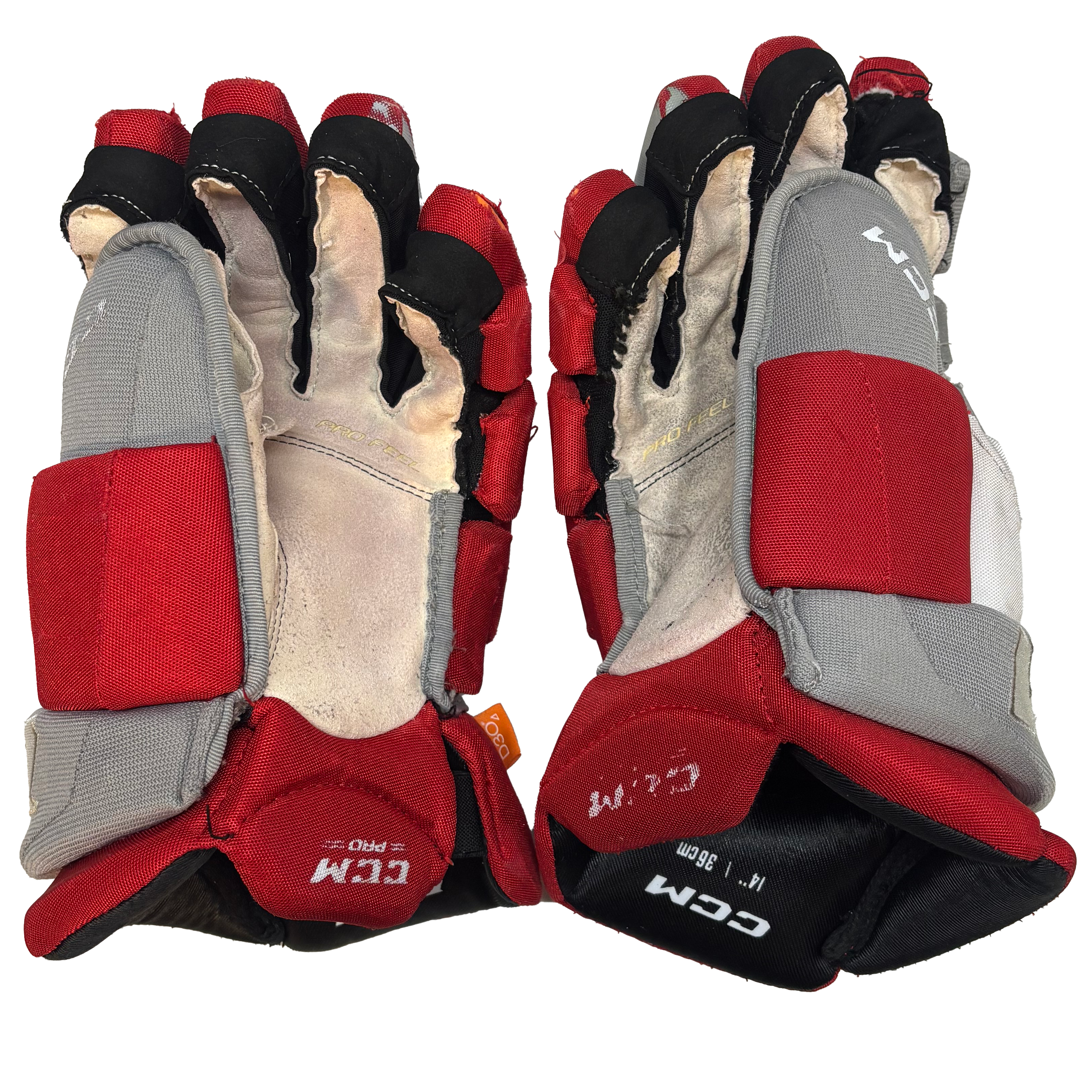CCM HGJSPP - Used Pro Stock Hockey Glove (Red/Grey/White)