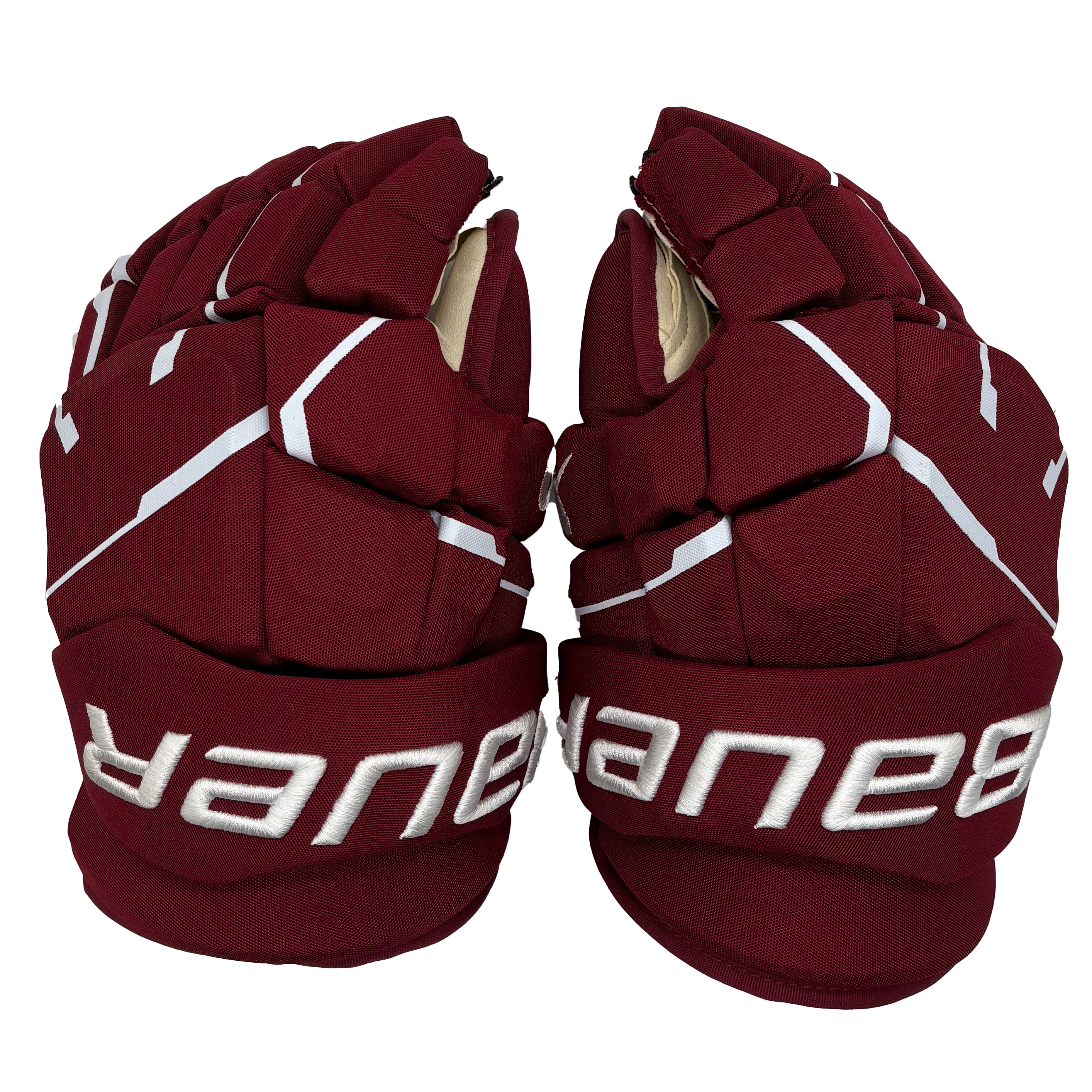 Bauer Supreme Mach - NCAA Pro Stock Gloves (Maroon/White)