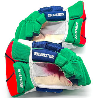 Bauer Vapor 1X Lite - Used NHL Pro Stock Glove - Nino Niederreiter (Blue/Green/White)