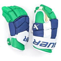Bauer Supreme Mach - NHL Pro Stock Hockey Gloves - Michael Bunting (Blue/Green/White)