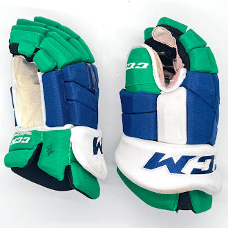 CCM HGTK - Used NHL Pro Stock Glove - Carolina Hurricanes (Blue/Green/White)
