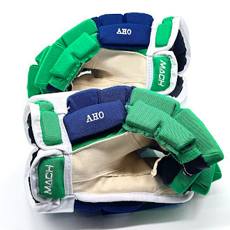 Bauer Supreme Mach - NHL Pro Stock Hockey Gloves - Sebastian Aho (Blue/Green/White)