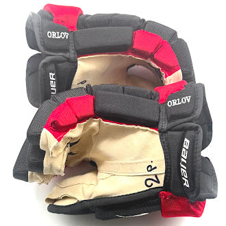 Bauer Vapor Hyperlite - Used NHL Pro Stock Glove - Dmitry Orlov (Black/Red)