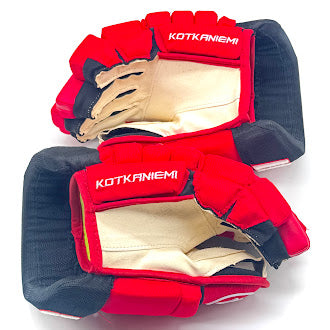 Warrior Alpha FR Pro - NHL Used Pro Stock Glove - Jesperi Kotkaniemi (Red/Black)