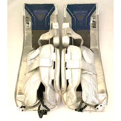Bauer Vapor Hyperlite - Jambières de gardien Pro Stock d'occasion (blanc/bleu)