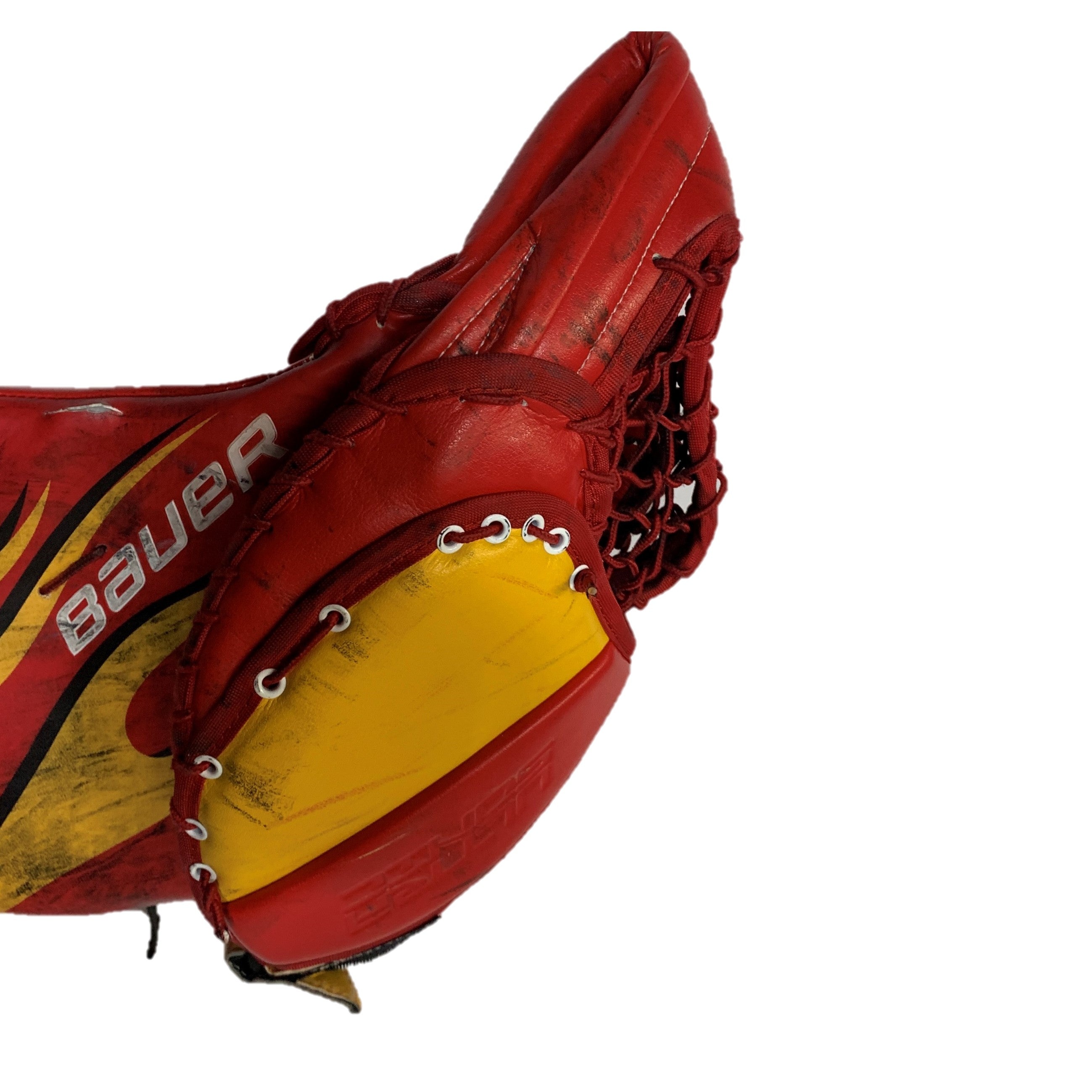 Bauer Supreme Ultrasonic - Pro Stock Goalie Glove Set - (Red/Yellow/White)