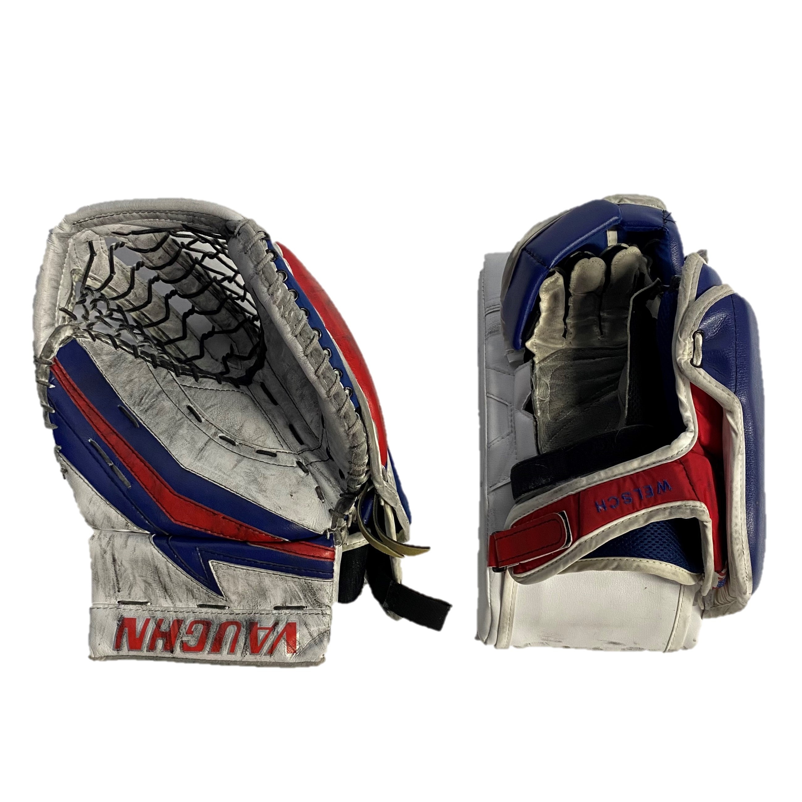 Vaughn Velocity V9 - Pro Stock Goalie Pad - Full Set (White/Red/Blue)