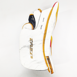 CCM Extreme Flex 5 - Jambières de gardien de but AHL Pro Stock d'occasion (blanc/rouge/jaune)