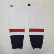 LNH - Chaussettes de hockey Adidas Pro Stock d'occasion - Capitals de Washington (blanches)