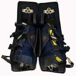 Vaughn Velocity V8 - Jambières de gardien de but Pro Stock d'occasion (bleu marine/blanc/jaune)
