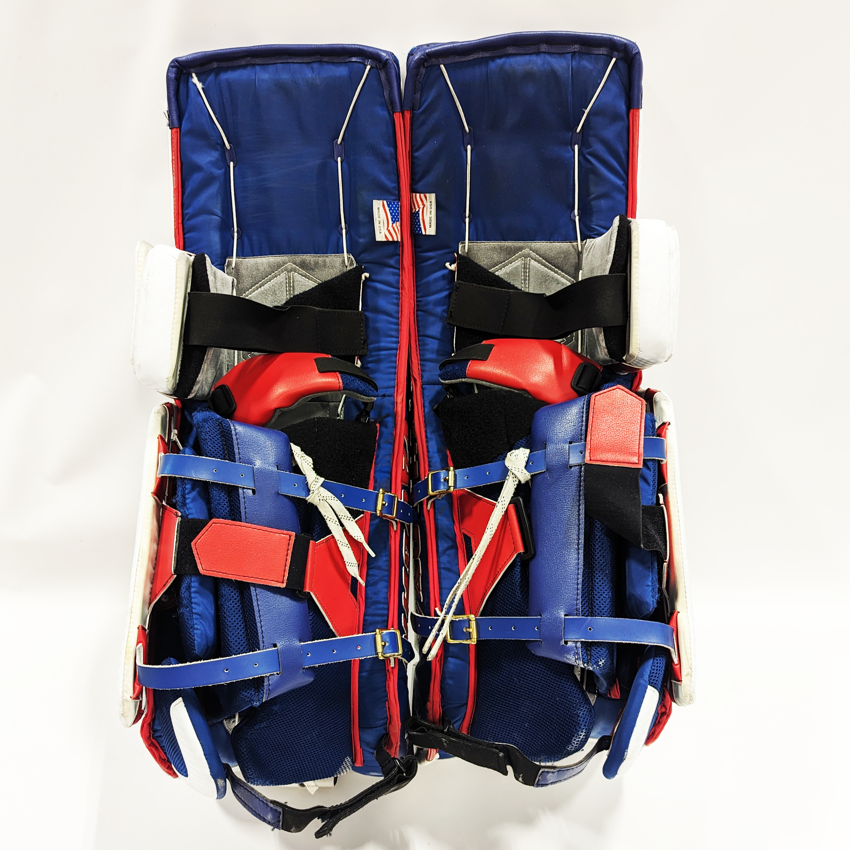 Vaughn Velocity V9 - Ensemble complet de gardien NCAA Pro Stock (blanc/bleu/rouge)